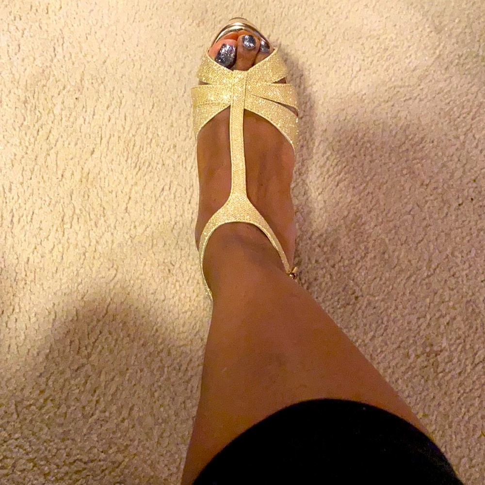 Gold glitter party platform sandal